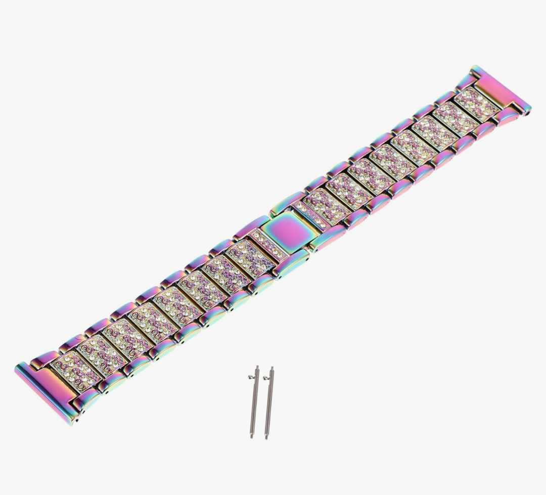 CHILDWEET 1 PC Strap Stainless Steel Replacement Band Mm Watchband Rhinestone Bracelets Rhinestone Watch Band, Size: 16.7X1.8CM