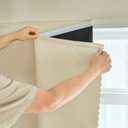 AJAZZ 100% Blackout Curtains for Bedroom Self Adhesive Curtains Temporary Curtain Easy to Install Used for Kitchen Curtains Window Curtain (Beige, 35" W x 48" L) 1 Panel