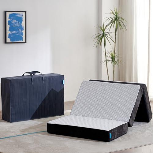 Freesof Odorless Foldable Mattress Twin Size 75" x 38" x 6", 6 Inch Folding Foam Mattress with Storage Bag, Fiberglass Free Trifold Memory Foam Mattress for RV, Guest Bed