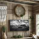 LevvArts Grand Teton National Park Picture Canvas Wall Art Black and White Moulton Barn Poster Prints USA Landscape Wyoming Canvas Artwork for Home Living Room Decor Framed Ready to Hang, 20"L x 36"W