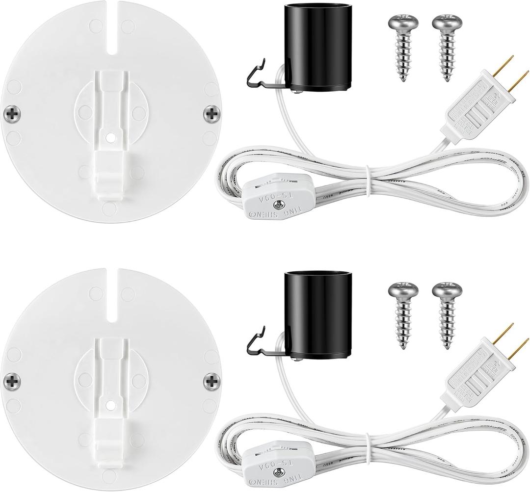 Meonum Blow Mold Light Kit Replacement, E27 E26 Single Light Cord Kit with Switch Fuse Plug, for Indoor Outdoor Halloween Christmas Village House Craft Decorations and Salt Lamp (2 Set)