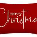 RABUSOFA Christmas Pillow Covers 12x20 Red Velvet Merry Christmas Saying Winter Decorative Throw Pillow Cases,Farmhouse Holiday Xmas Decorations Lumbar Cushion Covers Soft for Couch Sofa Red