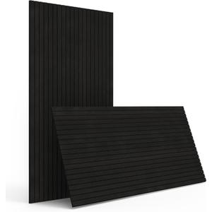 4-Piece Wood Slat Wall Panel for Interior Wall Decor Noise Cancelling 47.2" x 23.6" Peel and Stick Acoustic Decorative 3D Sound Absorbing Wall Paneling, Black Oak