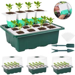Sondiko Silicone Seed Starter Tray, 48 Cell Reusable Seed Starter Kit, Seedling Starter Trays with Humidity Dome, Mini Greenhouse Germination Kit, Perfect for Starting Vegetable, Flower & Herb Seeds