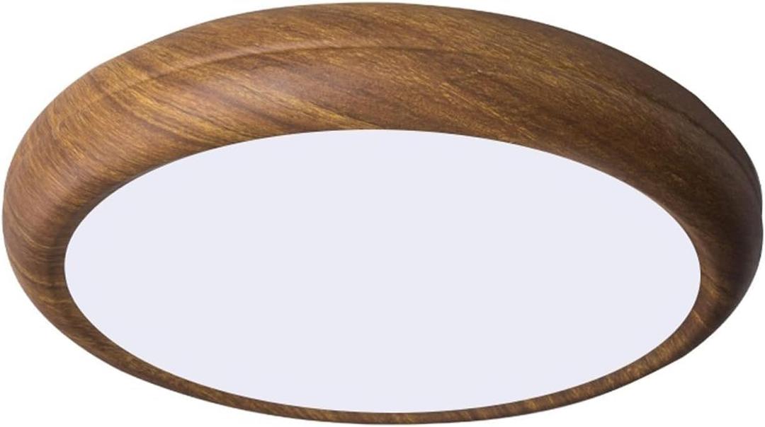LED Ceiling Light, Modern Dimmable Flush Mount Ceiling Light Fixture, Walnut Color Low Profile Circle Ceiling Lamp for Living Room, Entryway, Bedroom, Kitchen (19.7Inch)