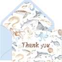 24pcs Baby Shower Ocean Thank You Cards with Envelopes, Sea Animals Greeting Cards for Baby Shower, Bridal Shower and Wedding, 4 x 6 Inch