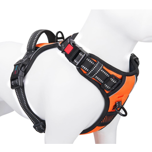 PHOEPET No Pull Dog Harnesses for Small Dogs Reflective Adjustable Front Clip Vest with Handle 2 Metal Rings 3 Buckles [Easy to Put on & Take Off] (XS, Orange)