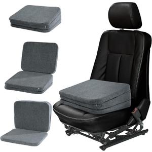 HOMBYS Adjustable Car Booster Seat for Short Drivers, 3 Heights for Different People, Adult Car Seat Cushions for Driving, Supportive Car Seat Pad for Lower Back Pain Reduce, (17"x13.8"x6.3", Grey)