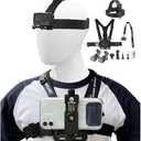 Phone Chest Mount Head Strap Accessories - Vlogging Kit for iPhone,POV Phone Holder Compatible With iPhone 17 Pro Max Plus 16 15 14 - Hands Free Body Camera Mount for Immersive Fishing Video Recording