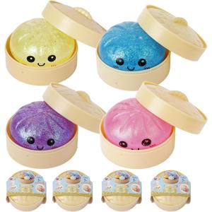 4PCS Dumpling Squeeze Toy, Dumplings Squishy Flashing Dumpling Squishies Stress BallDumplings Squeeze Stress Anxiety Relief for Kids & Adults, Small