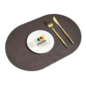 Oval Leather Placemats Set of 6 Washable,Heat Resistant Table Mats for Dining Table, Durable and Easy to Clean for Daily Use 
