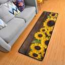 Sunflower Wood Board Retro Runner Rug Floor Mat Non-Slip Kitchen Rug Soft Area Rug Doormats Bath Carpet for Bathroom Entryway Hallway Dining Living Room
