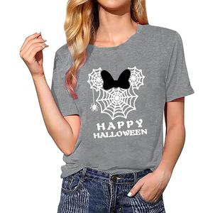 Halloween T Shirts for Women Spider Web Doodles Funny Graphic Tees Fashion Casual Short Sleeve Summer Tops