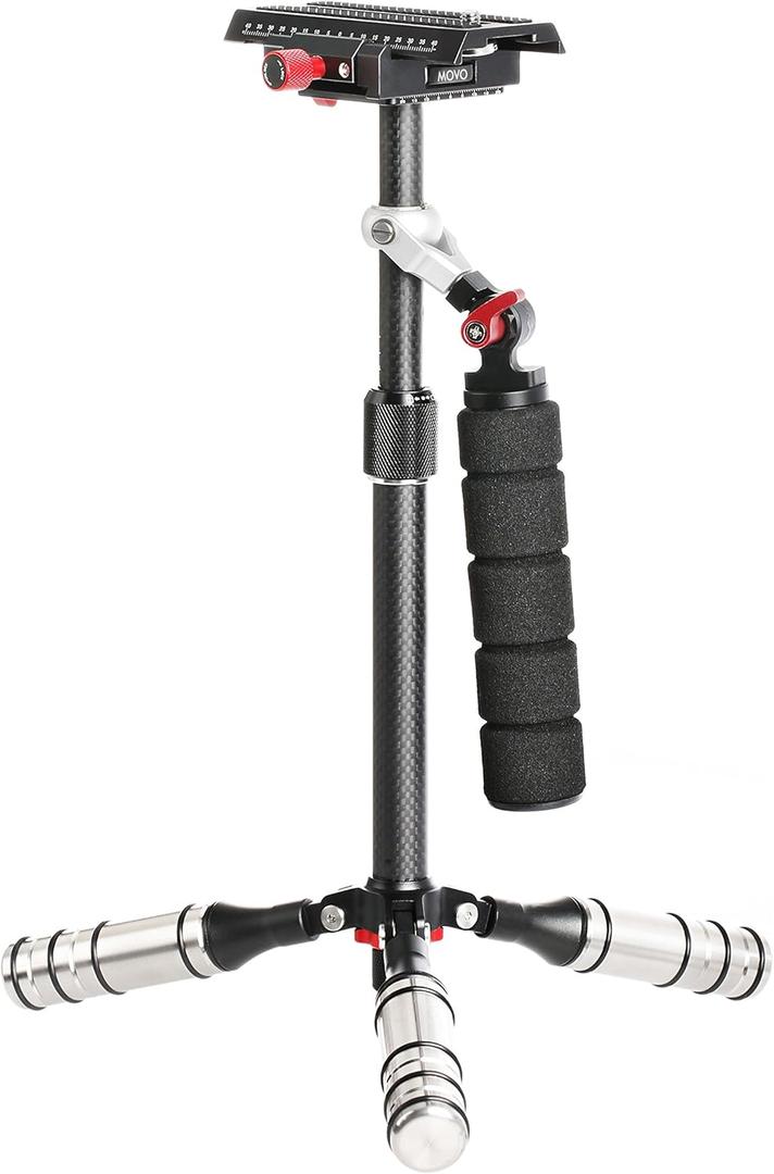 Movo VS7 Handheld Carbon Fiber Adjustable Video Stabilizer System with Quick-Release Plate for DSLR Cameras and Camcorders up to 6.6 LB (3kg)