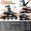 2PM SPORTS Torinx Black Boys Adjustable Inline Skates, Fun Beginner Roller Skates for Kids, Youth, Girls, Men and Women (Black, Large - Youth (4-7 US))
