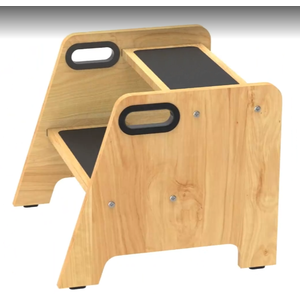 Wooden 2 Step Stools for Kids, Safe Non-Slip Surface with Handles, 350 lbs Capacity, Portable Toddler Stepping Stool for Bathroom Kitchen and Bedroom (Natural)