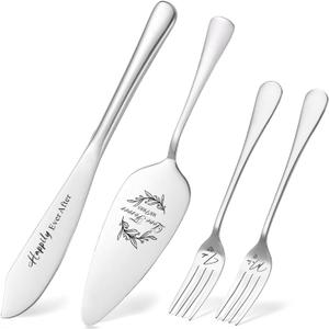 Cake Cutting Set for Wedding, Cake Knife and Server Set with Forks for Mr and Mrs Bridal Shower Gifts