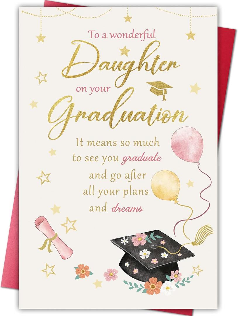 20 x Daughter Graduation Card for Her from Mom Dad, Congratulations Card Gifts for Daughter, Heartfelt Proud of You Greeting