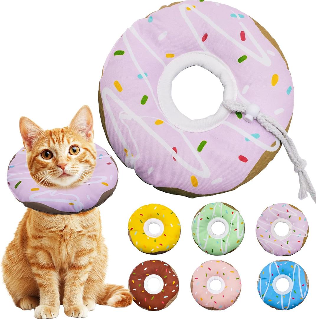 Seyezo Cat Cone Collar Soft, Adjustable Cat Recovery Collar Kitten Cones to Stop Licking, Cute Donut E Collar After Surgery, Cats Neck Pillow Cone Elizabethan Cones of Shame (Waterproof Purple, Small)
