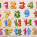 Numbers Puzzle Wooden for Toddlers 3+ Years Old - Montessori Number Learning Toy with Sorting Board & 123 Blocks - Preschool Educational Toy for Boys & Girls - Color & Counting Recognition