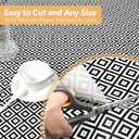 Drawer Shelf Liner Non Adhesive, Slip Resistant Easy to Clean Protect Kitchen Mats Thickened Strong Grip for Cabinet, Pantry, Tool Box, Cupboard, Dresser, Bathroom (Black and White, 17.5 in x 10 FT)