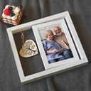 White 50th Anniversary Wedding Picture Frame Gifts for Couple Parents, Rotating Floating Happy 50th Anniversary Marriage Frame Decoration, Valentine Mother Day Frame Gifts for Husband Wife 4x6, 3.2 inches x 3.3 inches