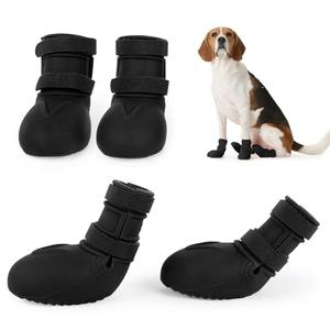 PAWsay Waterproof Dog Shoes for Large Dogs,Silicone Non-Slip Dog Boots,Soft Paw Protector Booties with Adjustable Hook and Loop Strap,Puppy Shoes for Outdoor Hiking Rainy Days Black XL