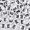 300pcs Letter E Beads, 4x7mm Flat Round Individual Acrylic Name Alphabet Beads Bulk for Friendship Bracelet Jewelry Keychains Craft Making, Black E (Small Pack)