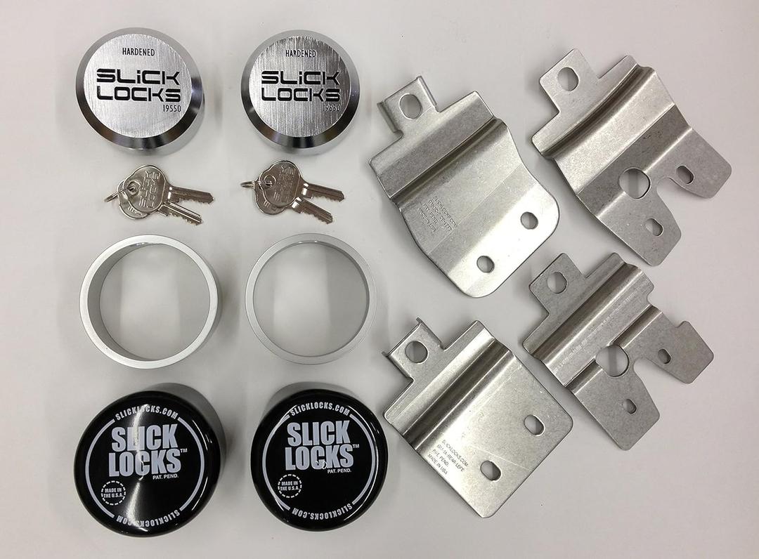 Slick Locks Chevy GMC Swing Door Kit Complete with Spinners, Weather Covers and Locks