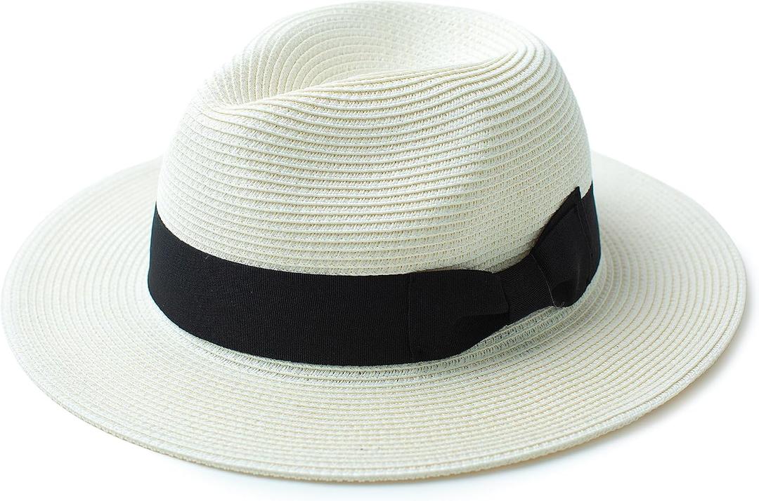 Joywant Men's Kyle Sun Straw Fedora Hat, UPF 50+ Packable Beach Panama Hat for Men
