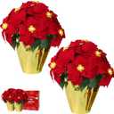 HOMESEASONS 2 Pack 18" Lighted Large Artificial Poinsettias for Outdoors LED Poinsettia Flowers Artificial Faux Poinsettia Plants Poinsettia Christmas Decorations for Office Home Kitchen Decor