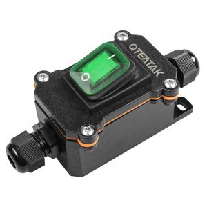 Inline Cord Switch Waterproof Switch DPST AC/DC 20A-125V,16A-250V,30A-24V,35A-12V, IP66 Green Open Double Hole Waterproof Box Two-Side Entry and Exit Line KCD4