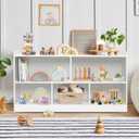 Montessori Shelf, Wooden Toy Storage Organizer for Books Toys, 2 Shelf Bookcase, 5-Section Storage Cabinet, Toddler Book Shelf for Kids Rooms, Playroom, Nursery, Kindergarten (White)