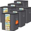 SpaceTrove Blanket Storage Bags, 6-Pack Comforter Blanket Organizers, 80L Large Capacity Containers with Visual Window for Clothing, Quilt, Sheet, Pillow, Closet Organization for Bedding (Grey) (Gray)