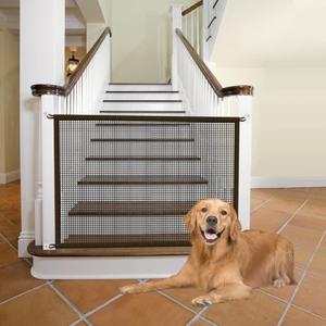 Cupount Baby Gate for Stairs - Dog Gate Indoor Safety Mesh Pet Gates for Doorways (Brown, 30" H x 38" W)