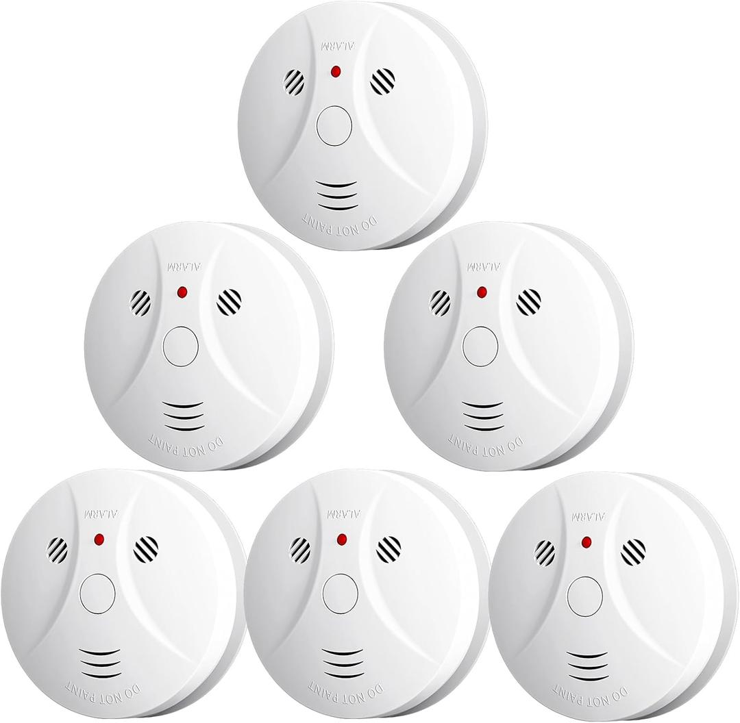 6 Pack Combination Smoke and Carbon Monoxide Detector Battery Operated, Travel Portable Photoelectric Fire&Co Alarm for Home, Kitchen