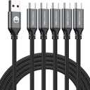 2 x CarPlay USB Type C Cable 5-Pack 3FT, USB Type A to C Fast Car Charger Cords for Braided Fast Charging Cable for 17/17 Pro/16e/16/15 Pro Max/Samsung Galaxy Note S20 S10 S9 S8 Plus LG V50 V40 G8 G7 (3foot, Grey)