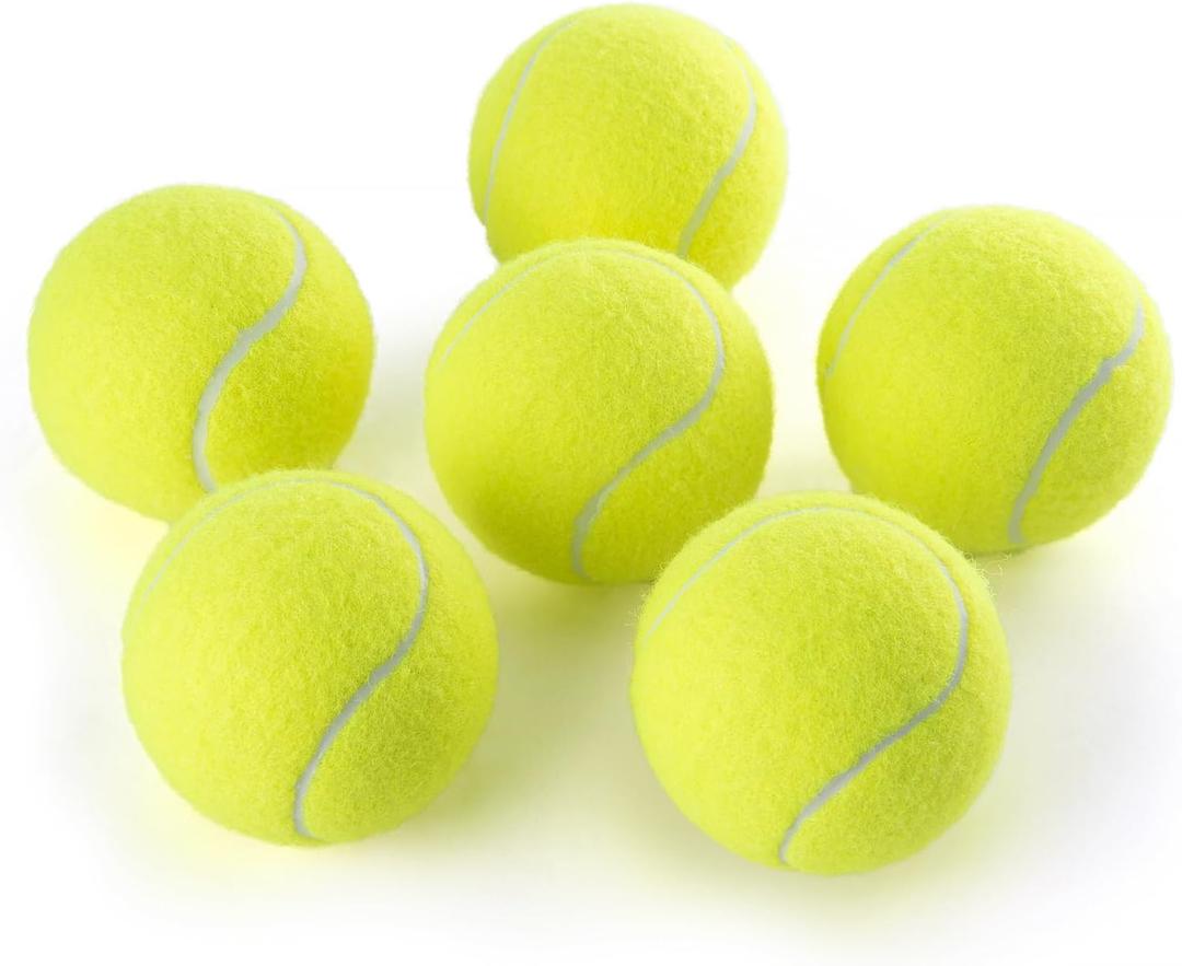 PHOEPET 6-Pack Tennis Balls for Beginner Training Practice- Bulk Dog Balls for Fetch Chew Toys(Neon Yellow) (Medium 2.5"- 6 Pack)