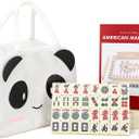 drizzle 1.2in Mahjong Set - 166 Medium Size Tiles with Instructions - American Table Game with Panda Bag - Home Family Dorm Party for Leisure Time - Mah Jong