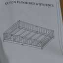 Bellemave Queen Size Montessori Floor Bed with Rails, Pine,Rubber Wood Floor Bed with slats and a Small Door, Espresso