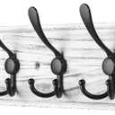 Coat Rack Wall Mount, Wooden Heavy Duty Coat Rack for Wall,6 Triple Coat Hanger Hooks for Hanging Coats,Jacket,Hat,Clothes (Grey White, 6 Hooks)