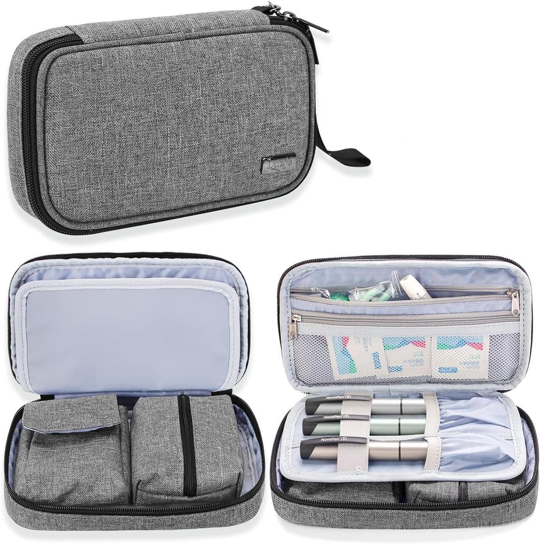 LUXJA Diabetic Supplies Travel Case, Storage Bag for Glucose Meter and Other Diabetic Supplies (Bag Only), Gray