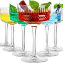 Vintage Art Deco Coupe Glasses Set of 6, 10 oz Martini Glasses, Coupe Cocktail Glasses,Elegant Hand Blown Manhattan Goblet for Bar, Champagne, Martini, Cosmopolitan, Gimlet, Pisco Sour