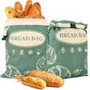 2 Pack Zippered Beeswax Bread Bags 1713 Inch Large Cotton Sourdough Bread Bags Reusable Bread Storage Bags for Homemade Bread Freezer Safe for Bagel Croissant & Baguette Kitchen Baking Supplies
