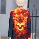 RAISEVERN Boys Girls 3D T-Shirt Graphic Print Tees Long Sleeve Shirts Size 6-14 (Orange, XL)