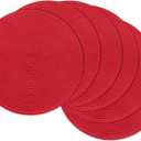 SHACOS 15 inch Round Placemats Set of 6 Braided Non Slip Washable Place Mats for Dining Tables Kitchen Table Mats Home Wedding Party Decor (Red, 6)