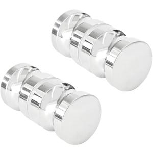 2PCS Shower Glass Door Solid Handles, Double-Sided Bathroom Pull Knobs, Chrome Plated Aluminium Alloy Replacement Handles for Groove Glass Doors