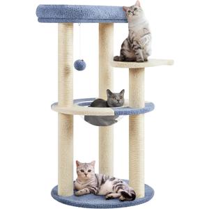 Yaheetech rbol para gatos, torre para gatos de 35.5 pulgadas para gatitos de interior, casa de gatitos con postes rascadores y percha acolchada y cpsula espacial, bonito rbol rascador para gatos (azul/beige)
