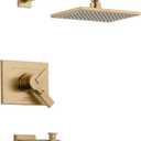 Delta Faucet Vero 17 Series Dual-Function Tub and Shower Trim Kit with Single-Spray Touch-Clean Rain Shower Head, Champagne Bronze T17453-CZ (Valve Not Included) (15.28 x 7.09 x 15.28 Inch, Champagne Bronze)