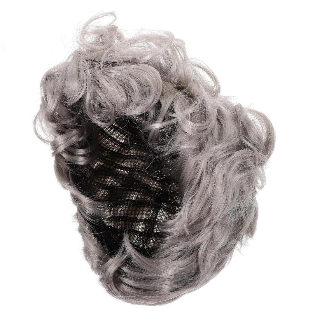Gray White Short Old Lady Wig for Women Cosplay and Stage Performance Costume Accessory Elderly Wig for Halloween and Party Decoration